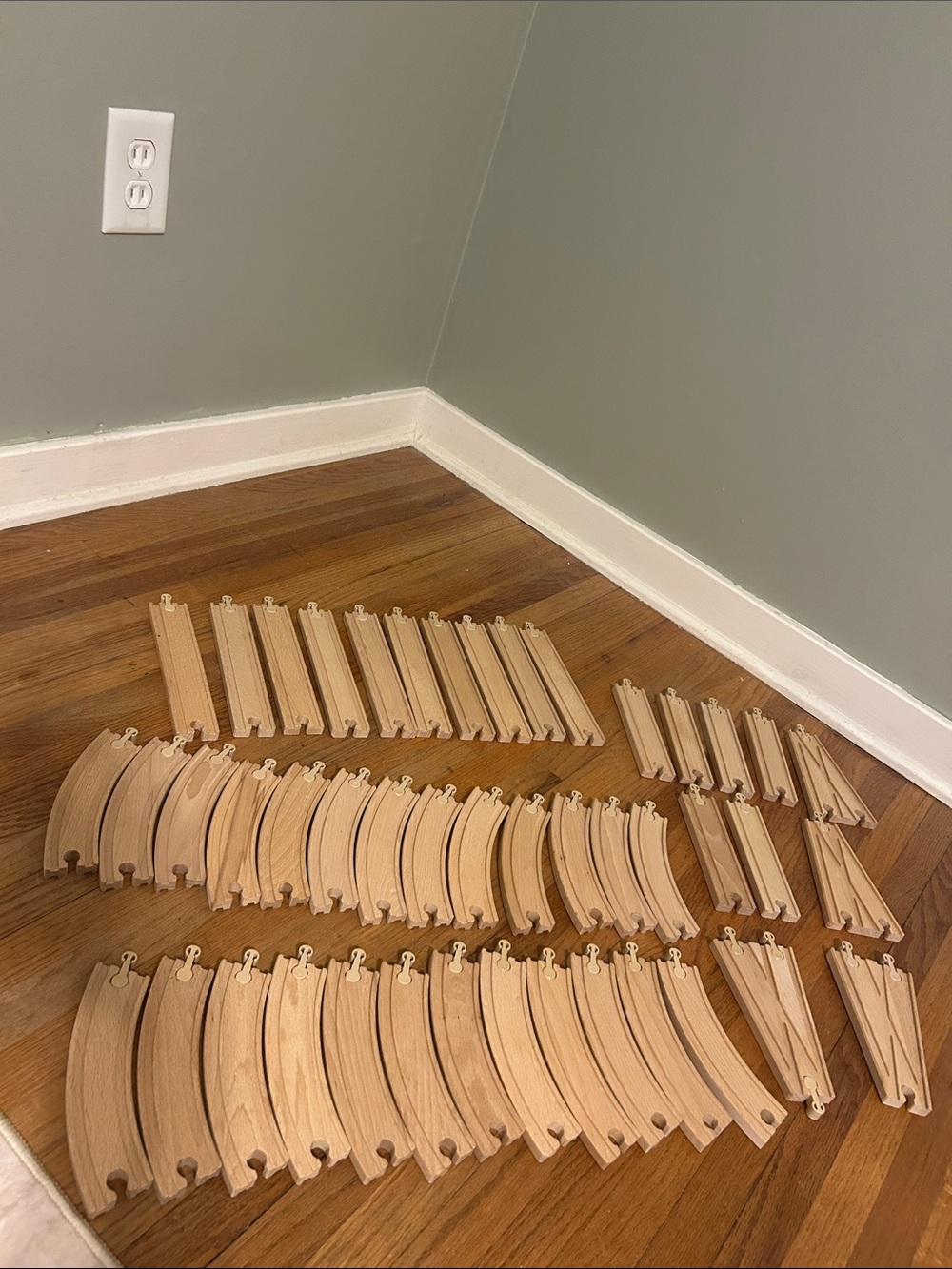 Ikea Wooden Train Track Set Pieces - Natural Wood